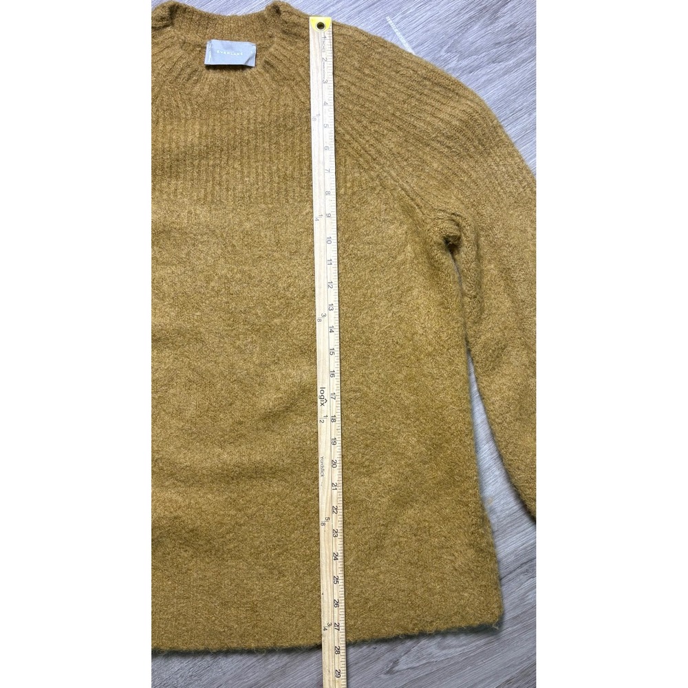 Everlane Superfuzz Alpaca Crewneck Sweater Mustard Gold Balloon Sleeve Womens S - Picture 11 of 13
